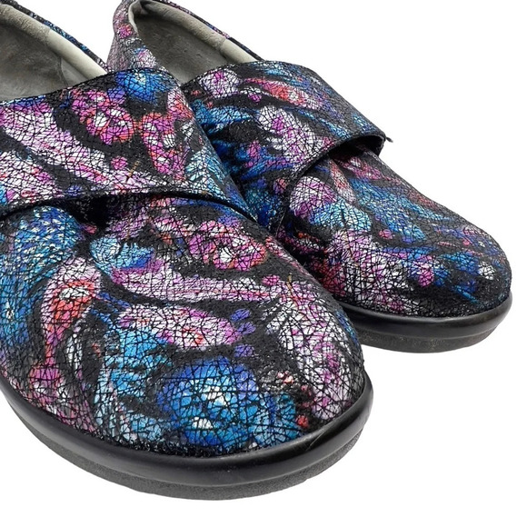 ALEGRIA Lauryn Nubuck Velcro Cross Strap Slip On Loafer Clogs - Picture 3 of 14